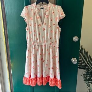 Ann Taylor Dress with Red Floral Pattern